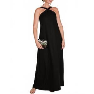 NEW CAMILYN BETH maddox halter gown in black